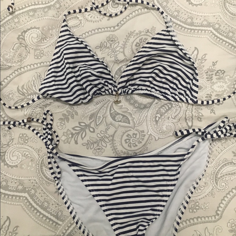 Navy and White Striped Bikini from ALDO