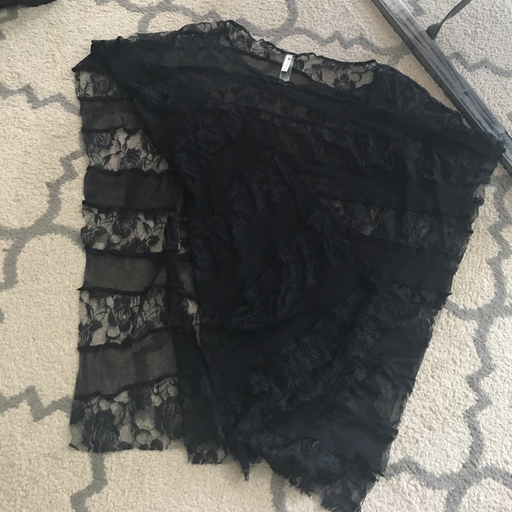 Black lace bathing suit coverup
