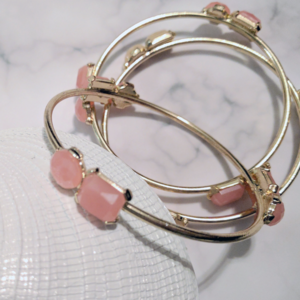 Gold and Coral Bangles - Set of 3