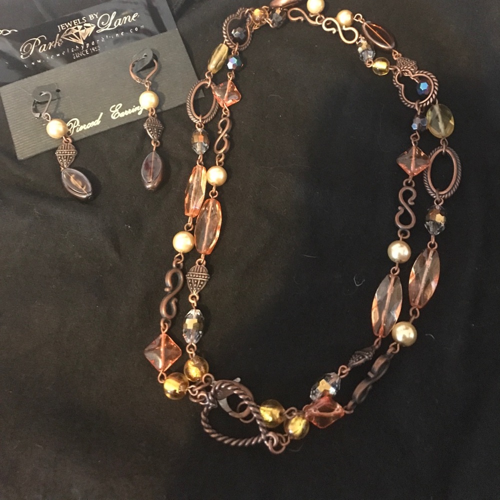 Park lanes amaretto necklace and earrings set