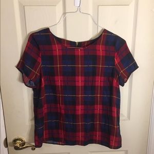 Red Plaid Print Top