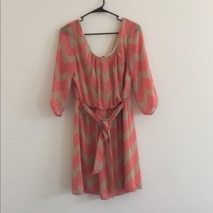 Pink and Tan Chevron dress