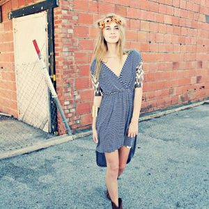 FLASH SALE: Stripe Dress with Print Sleeves