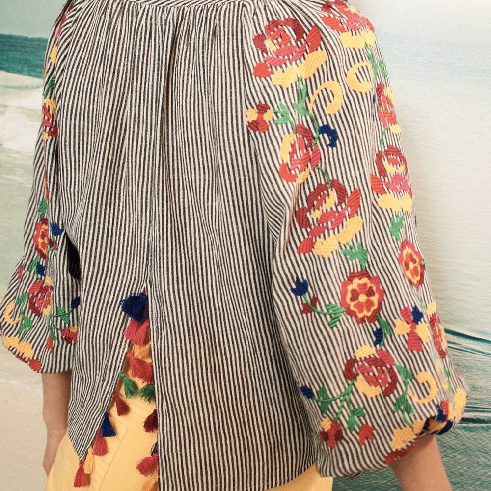 Anthropologie Floreat Soleil Embroidered Top