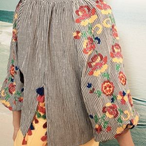 Anthropologie Floreat Soleil Embroidered Top