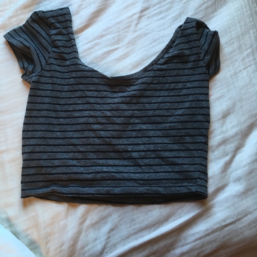 Gray striped crop top