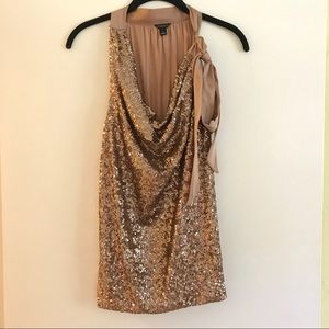 Ann Taylor sequined sleeveless top - blush color