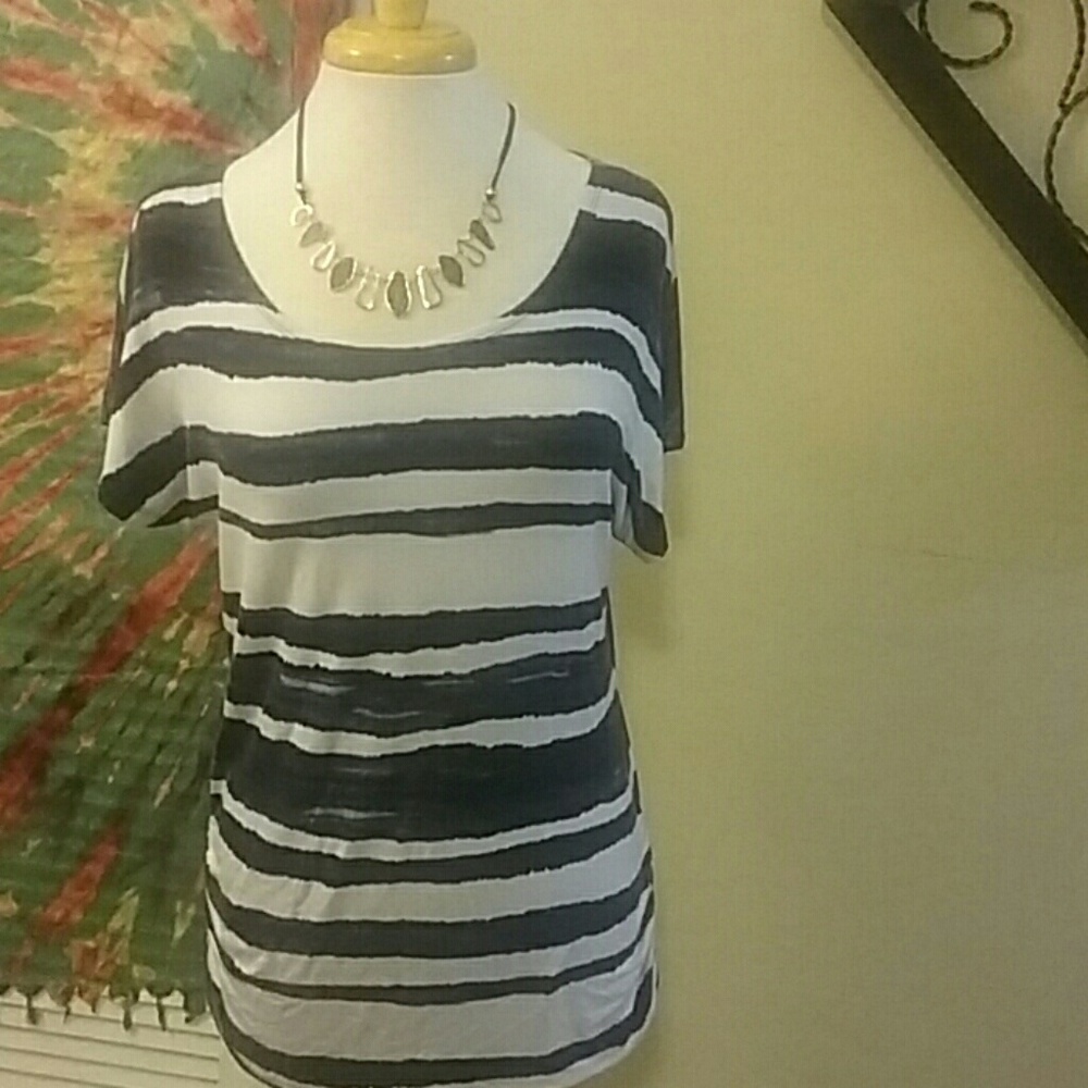 Reduced price Navy and White dyed stripes Soft Tee