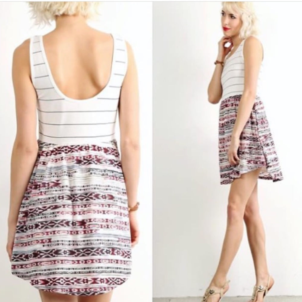 Brand NWT! Stripes and Aztec hem and thread dress