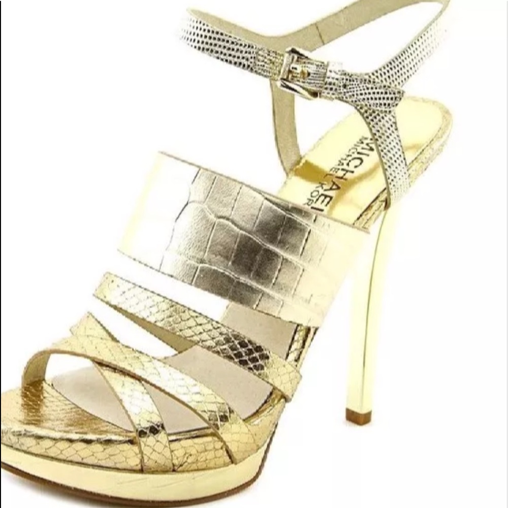 Michael Kors Nadia Pale Gold Platform Sandal Heel
