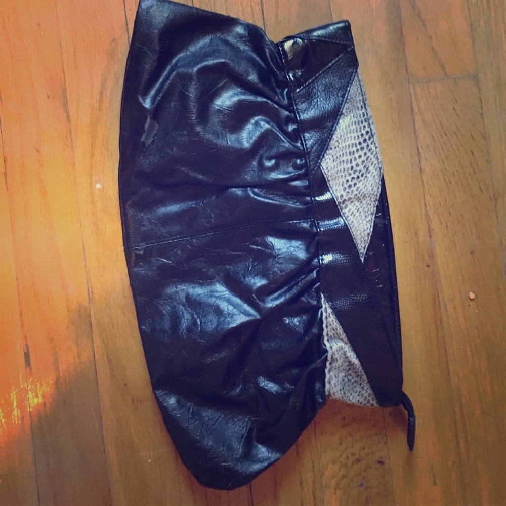 Black leather clutch