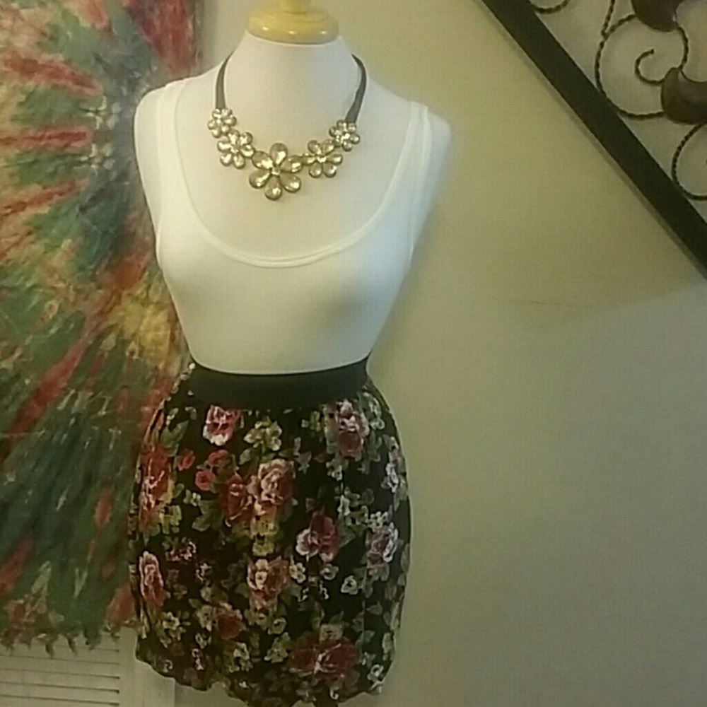 Sale! White tank/floral skirt dress - Small