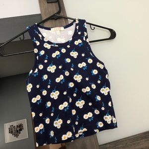 Navy blue with sunflowers crop top