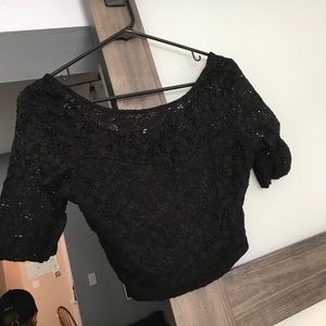 Black lace crop top