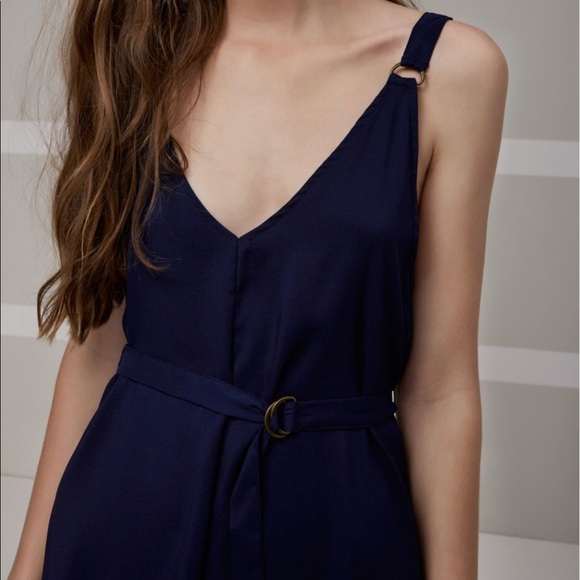 navy slip dress midi