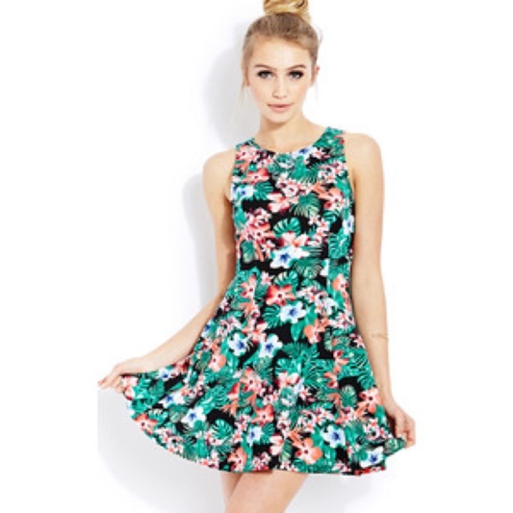 Tropical Fit & Flare Dress (Forever 21)