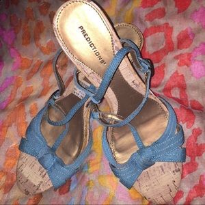 Turquoise women's 9.5 wedge sandals.