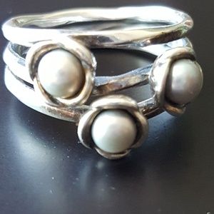 Pandora Triple Grey Pearl Ring