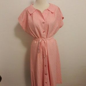 Vintage Pink Eyelet Lace Dress