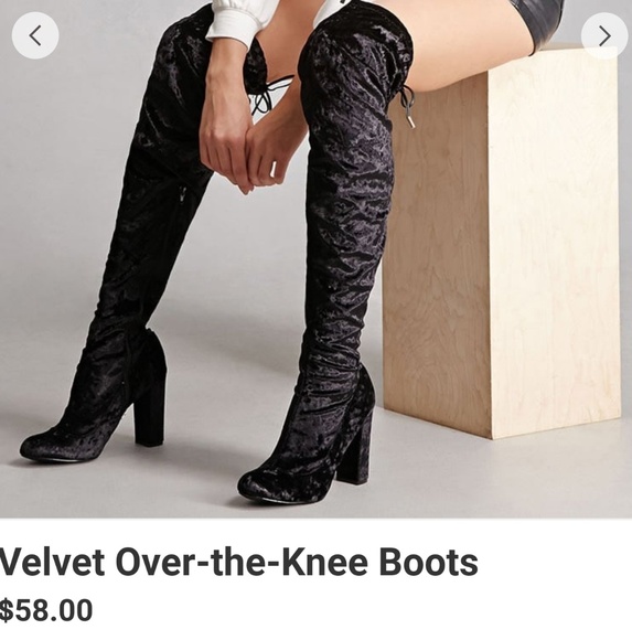 crushed velvet knee high boots