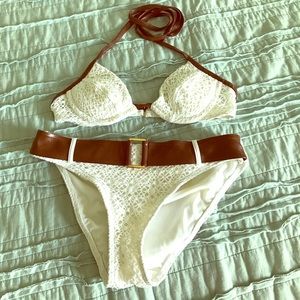 Victoria's Secret white crochet belted bikini