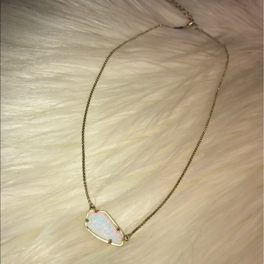 Cami Necklace In White Kyocera Opal
