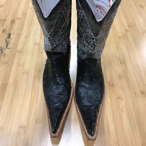 Veretta extra long toe Ostrich cowboy boots sz 10