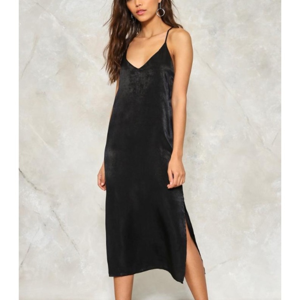 Black slip dress.
