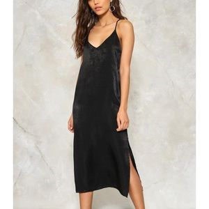 Black slip dress.