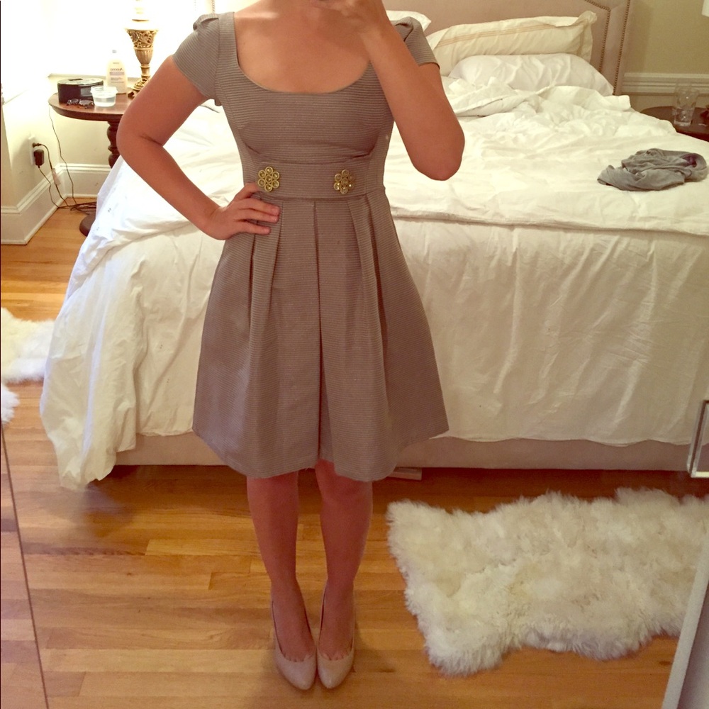 Nanette Lepore size 0 metallic gray dress pockets