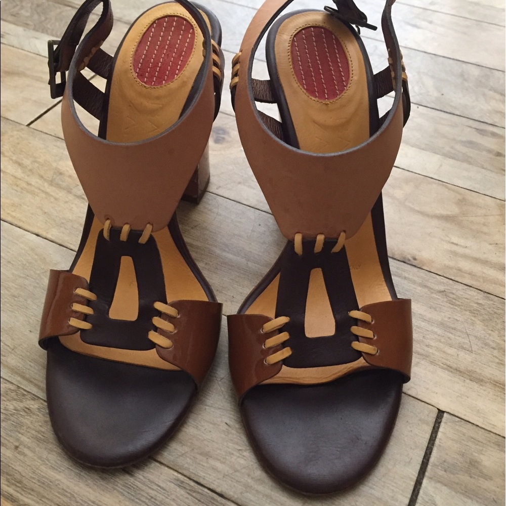 Italian made color block leather sandals