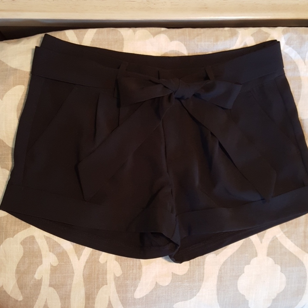 Black shorts with front tie