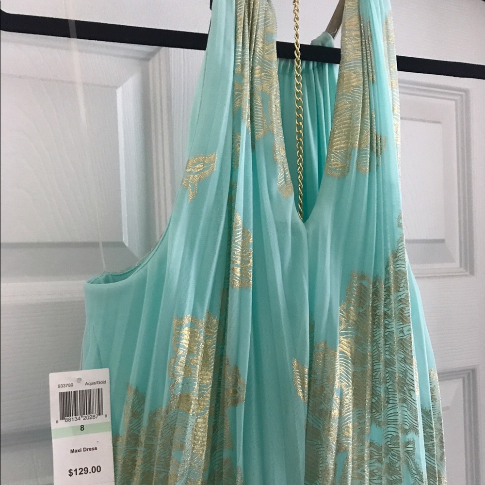 BNWT Gold and turquoise maxi dress