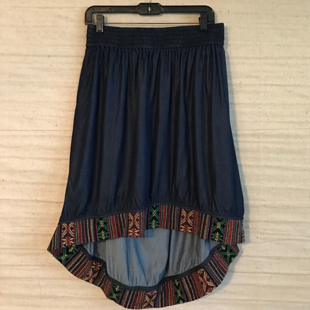 Roots Canada high low lightweight denim skirt, L