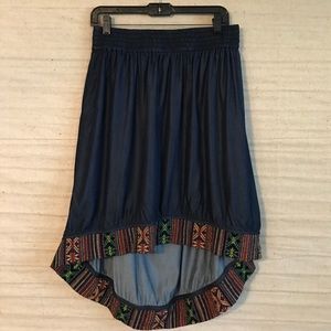 Roots Canada high low lightweight denim skirt, L