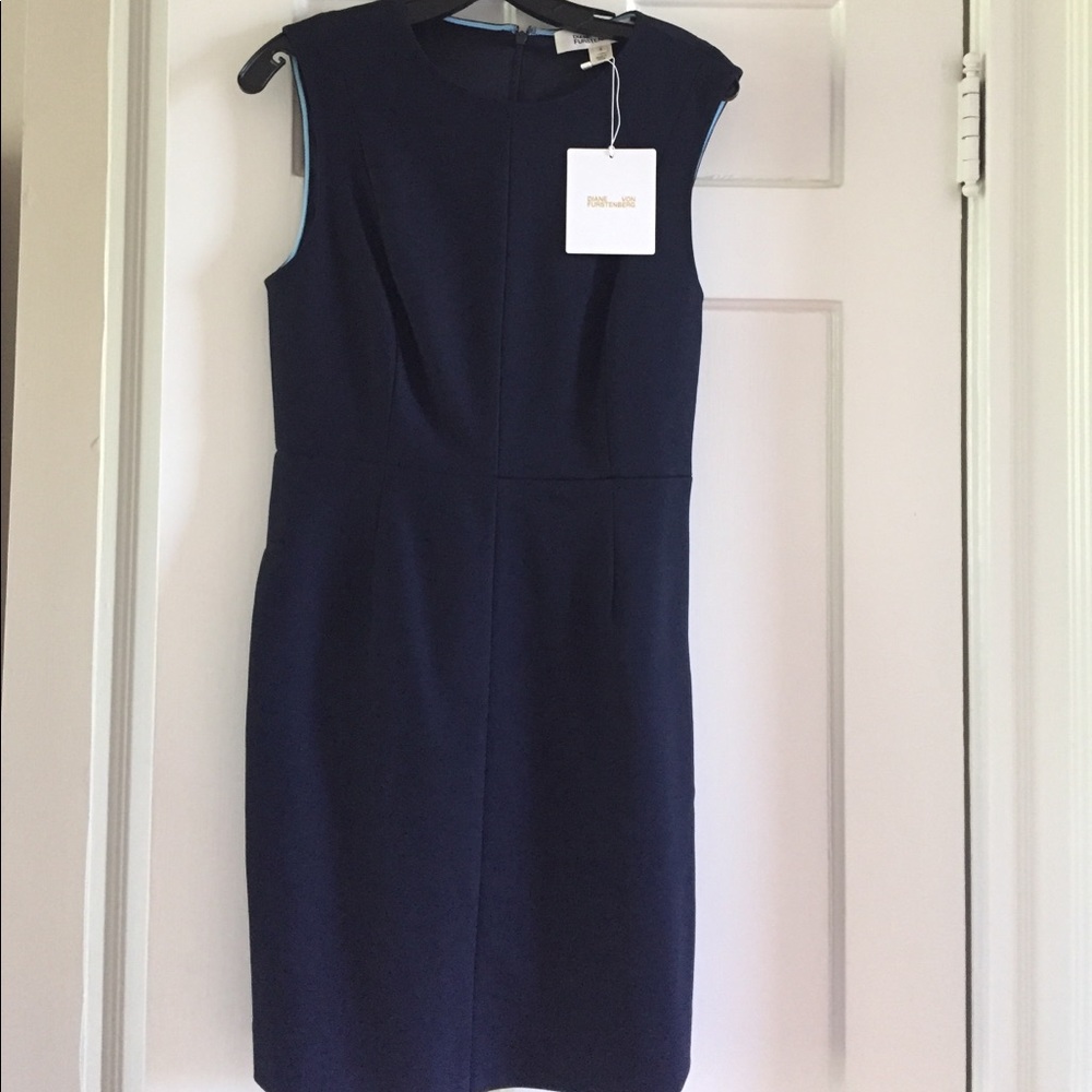 Diane Von Furstenberg Navy Tailored Shift Dress