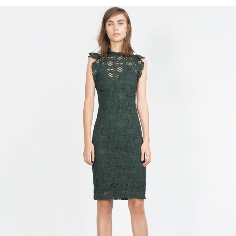 Zara green lace dress