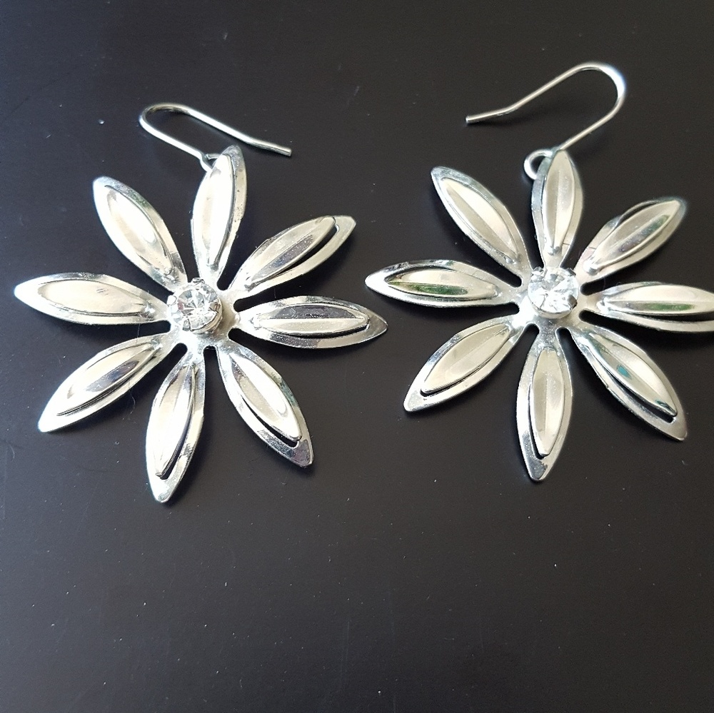 Silver flower earrings
