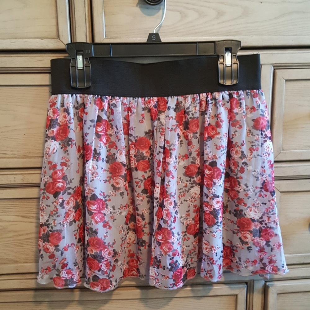 Light gray, floral skirt