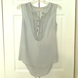 Saks danielrainn sheer high-low pale blue top 🦋