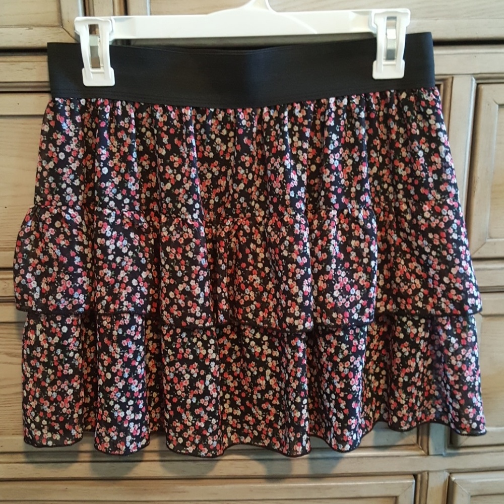 Black, floral skirt