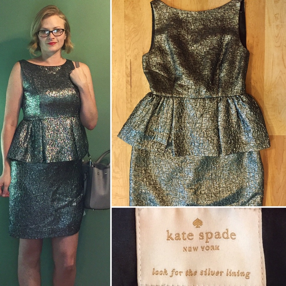 NWT Kate Spade Metallic Peplum Dress