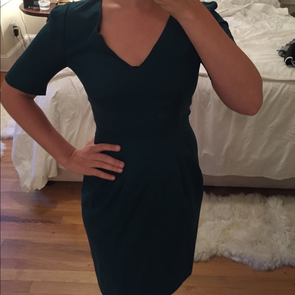 J.crew size 0 emerald green envelope shift dress