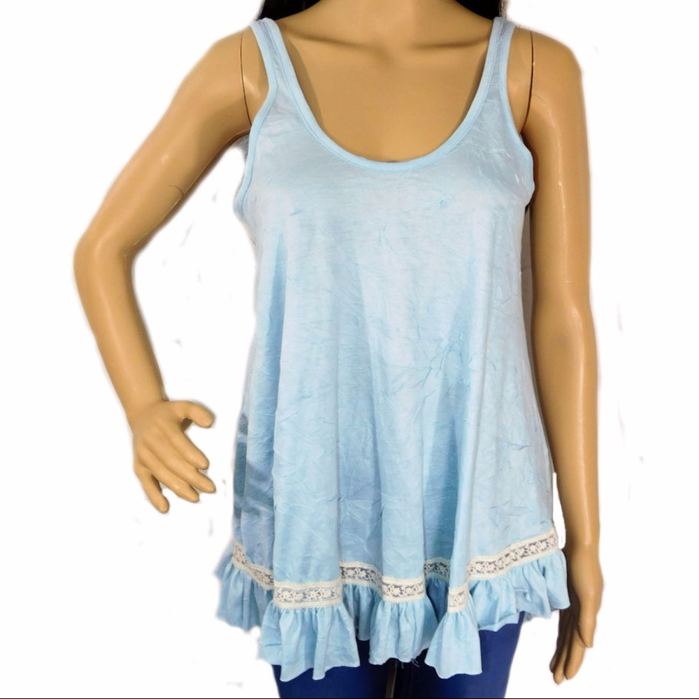 Baby Blue Wrinkled Tank Top - Medium