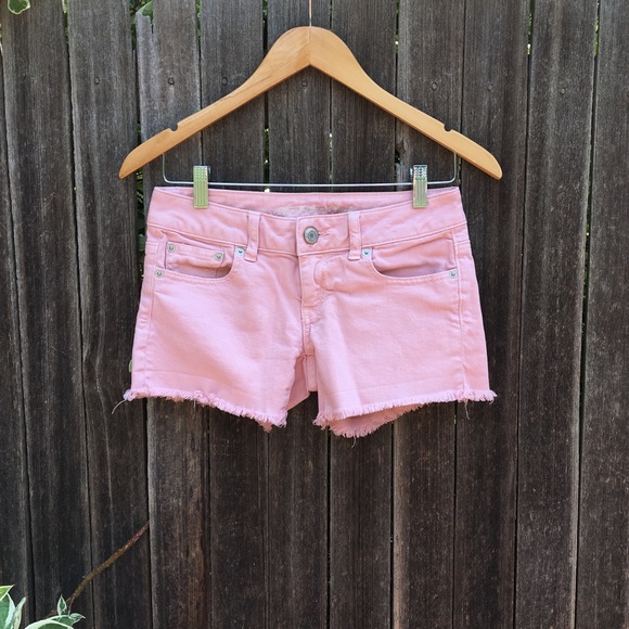 AE Denim Cut-Off Shorts in Salmon - Picture 1 of 5