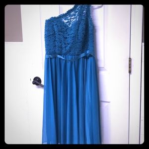 Short One Shoulder Corded Lace Dress