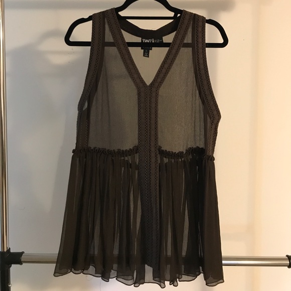 Worth Dark Brown Shear Silk Top - Picture 1 of 3