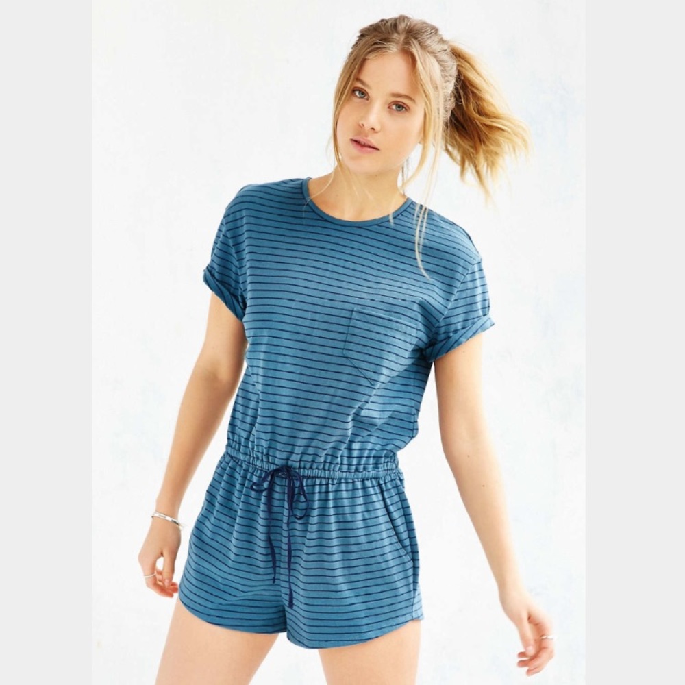 BDG blue striped romper