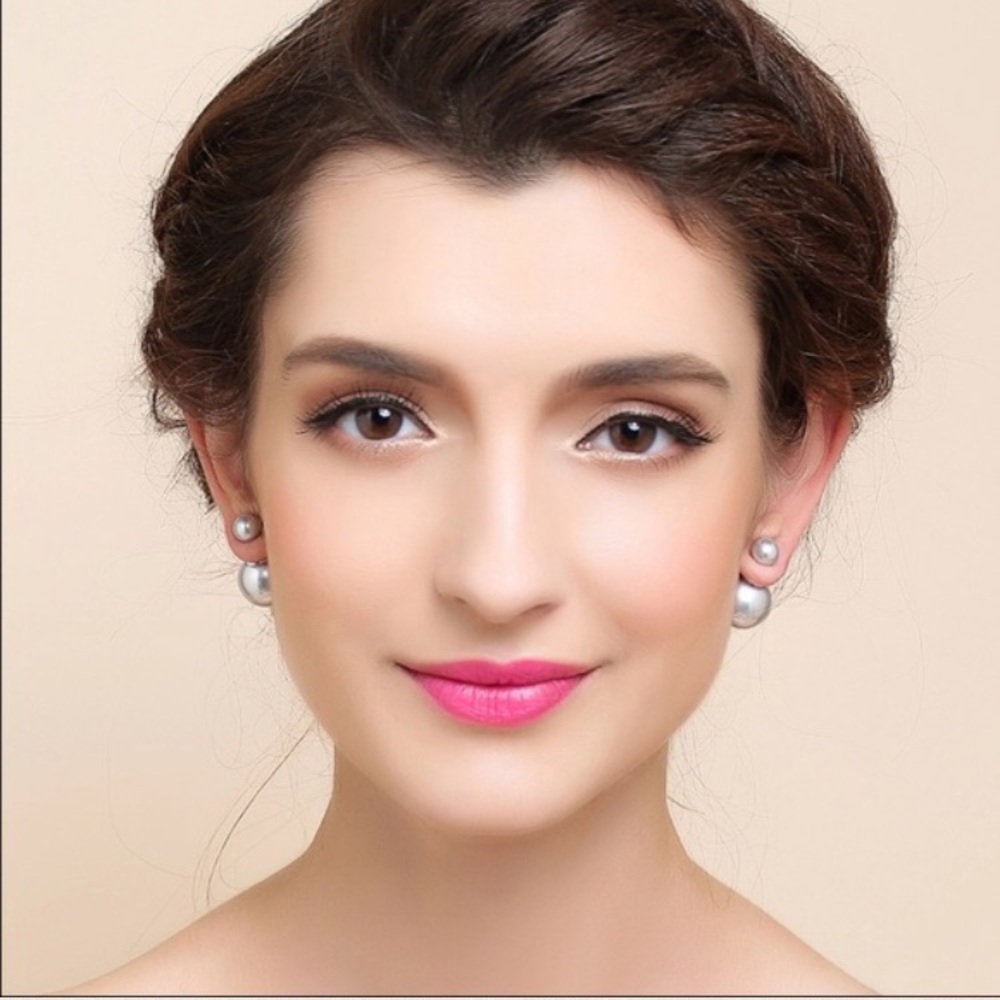 5 for $25 Double Sided White Pearl Stud Earrings - Picture 4 of 5