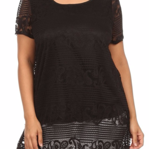 Black Laced Short Sleeved Tunic